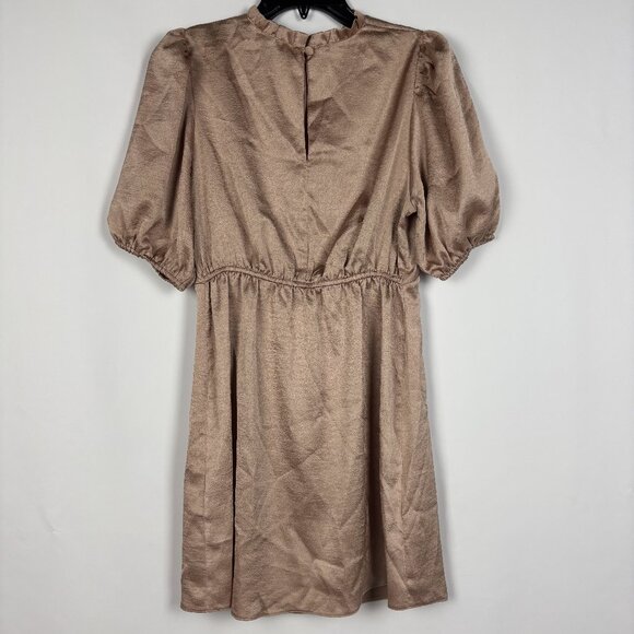 6 ASOS Design Mini Dress Ruffle Collar Puff 1/2 Sleeve Shift Keyhole Back Split - Picture 4 of 9